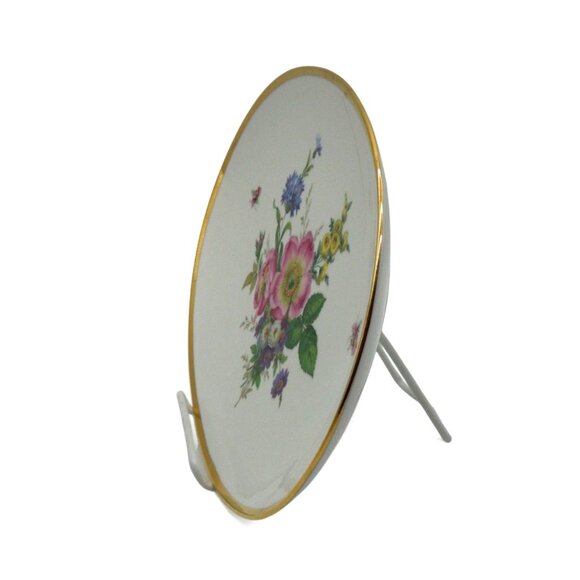 GLORIA BAVARIA Floral Porcelain Platter with Gold Trim Vintage 13" - Picture 6 of 10